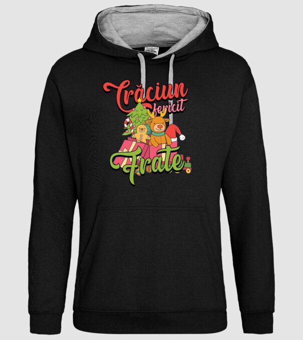 CRĂCIUN FERICIT FRATE / SORĂ model negru pe tricou