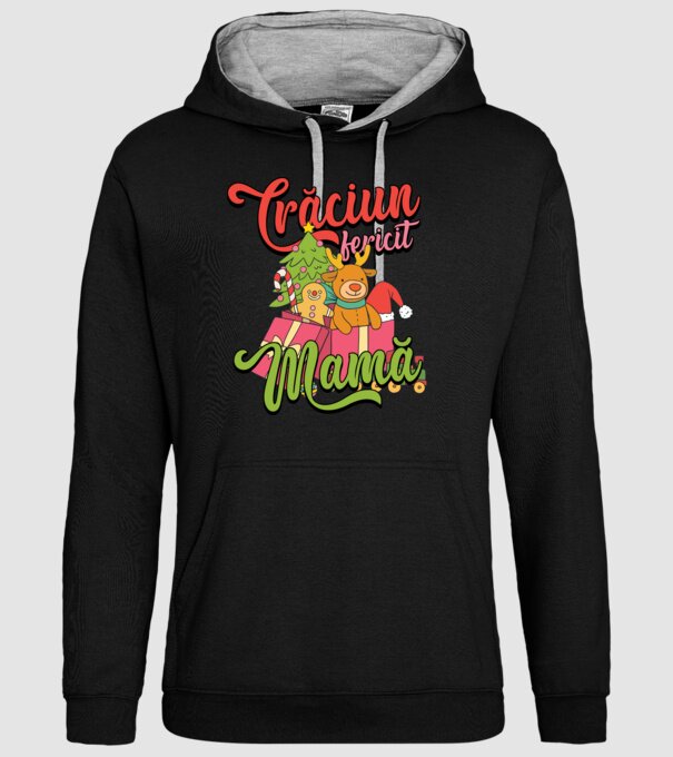 CRĂCIUN FERICIT MAMĂ model negru pe tricou