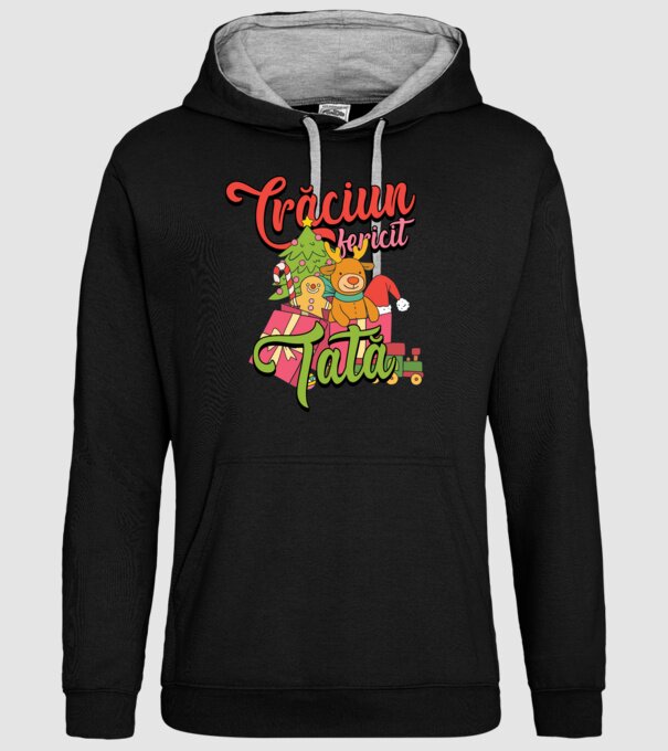 CRĂCIUN FERICIT TATĂ model negru pe tricou