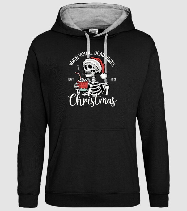 Dead inside, but it's christmas Negru model negru pe tricou