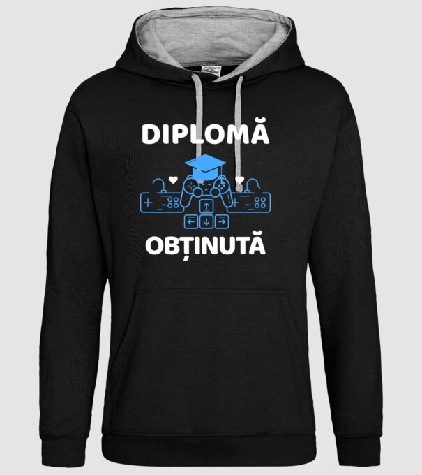 Diplomă obținută model negru pe tricou