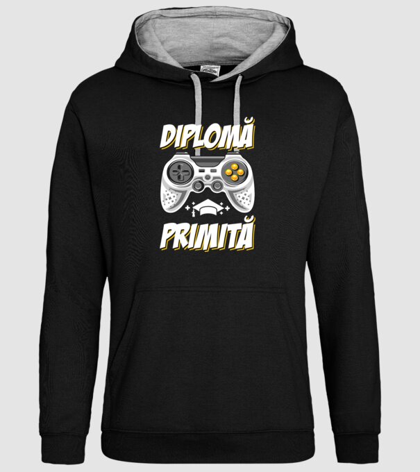 Gameri şcoală Diplomă model negru pe tricou