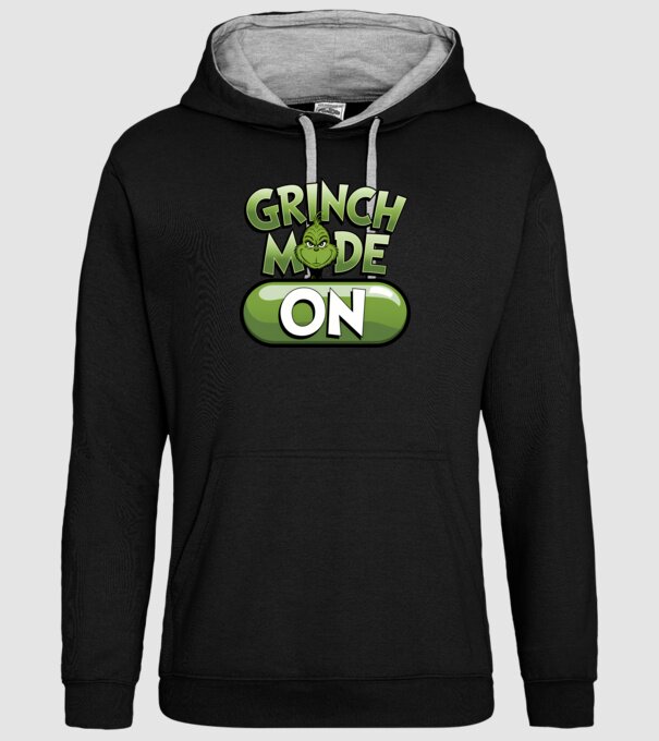 Grinch mode ON model negru pe tricou