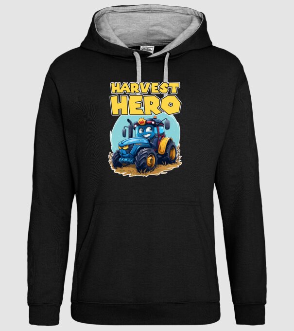 Harvest Hero Tractor model negru pe tricou