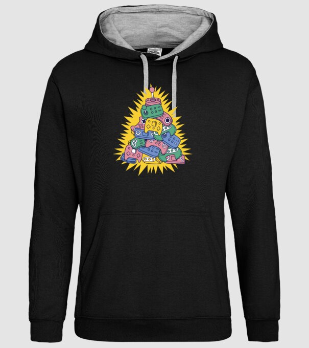 Joystick pom de Crăciun model negru pe tricou