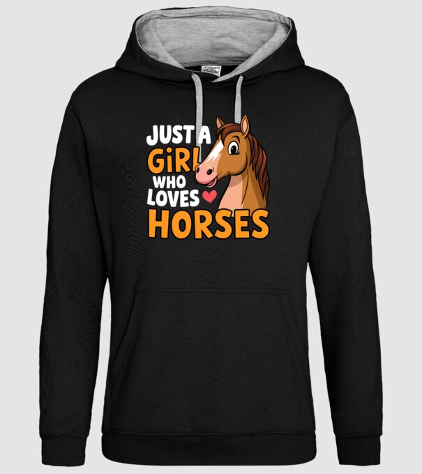 Just a girl who loves horses Negru model negru pe tricou