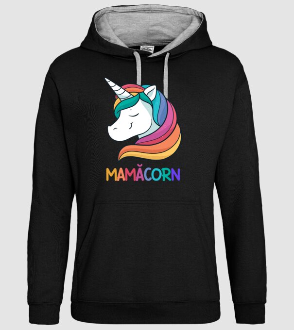 mamăcorn model negru pe tricou