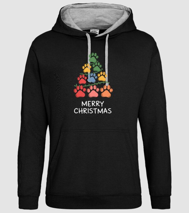 Merry Christmas Paws Negru model negru pe tricou