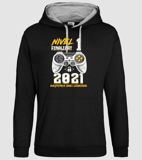 Nivel 1 finalizat. 2021 nașterea unei legende model negru pe tricou