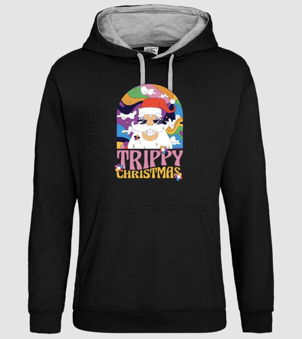 Trippy Christmas model negru pe tricou