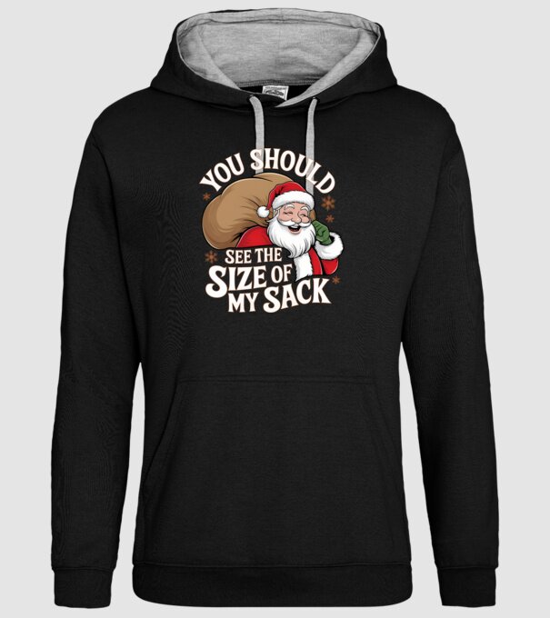 You Should See The Size Of My Sack Santa model negru pe tricou