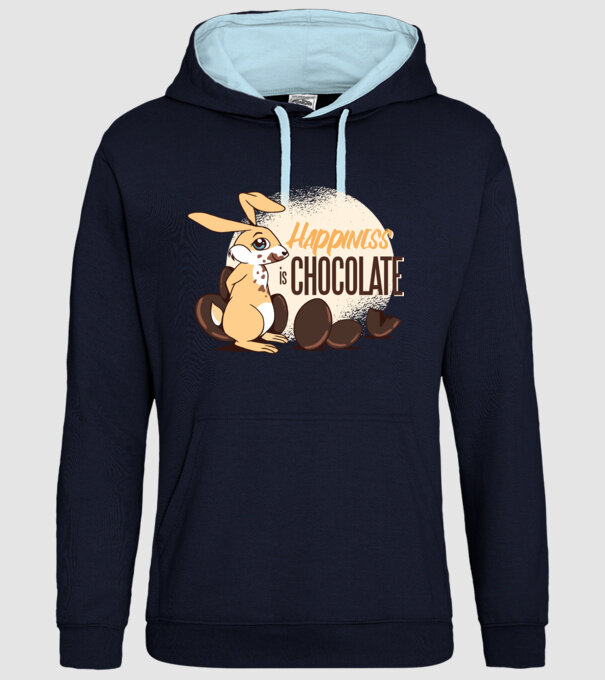 Fericirea este ciocolata model albastru închis pe tricou