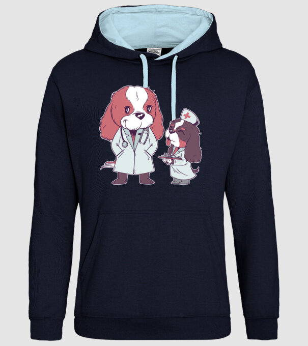 Veterinar câini model albastru închis pe tricou