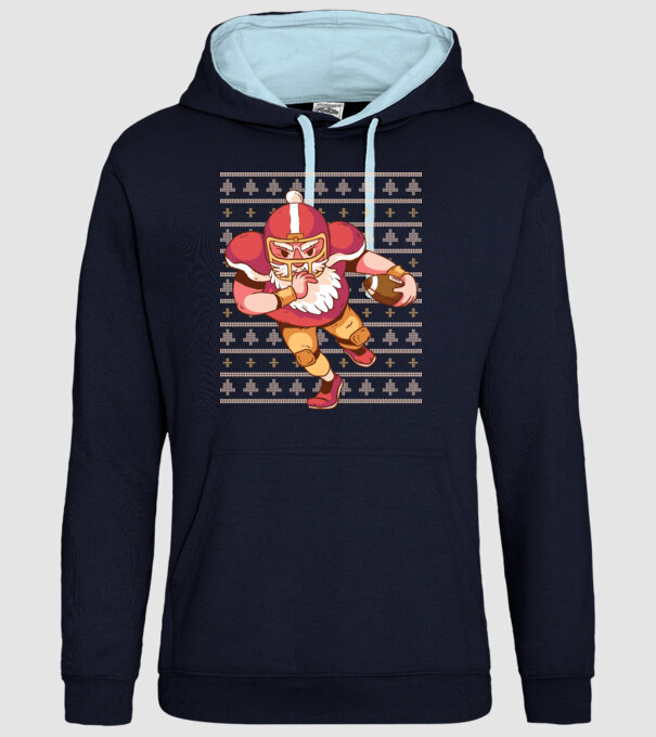 Fotbal american Moș Crăciun Touchdown Touchdown tricou Pulover urât cu model model albastru închis pe tricou