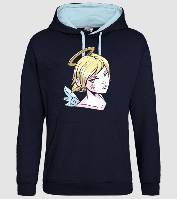 Anime Fată angelică model albastru închis pe tricou