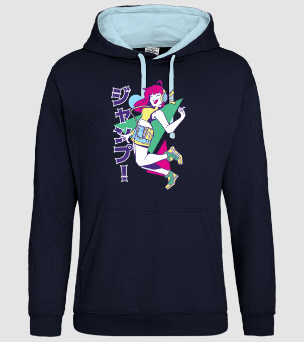 Anime fată retro model albastru închis pe tricou