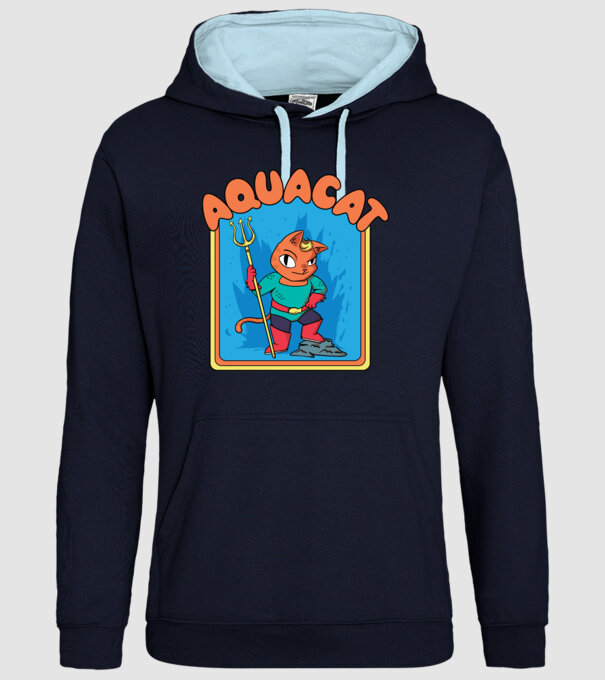 Aquacat model albastru închis pe tricou