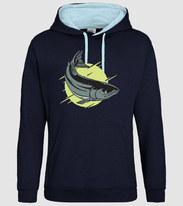 Atlantic Salmon - Somon de Marea Baltică model albastru închis pe tricou