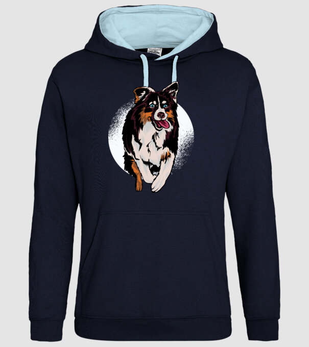 Câine ciobănesc Australian model albastru închis pe tricou