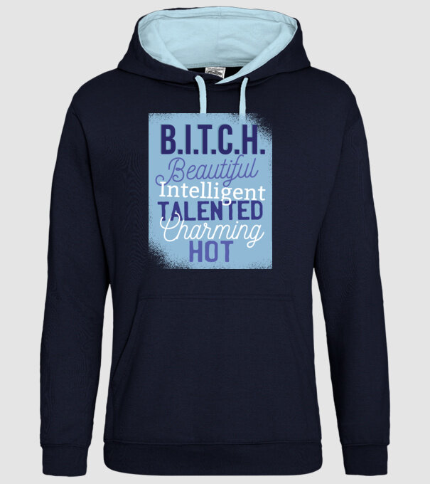B.I.T.C.H. - Tricou cu inscripție amuzantă model albastru închis pe tricou