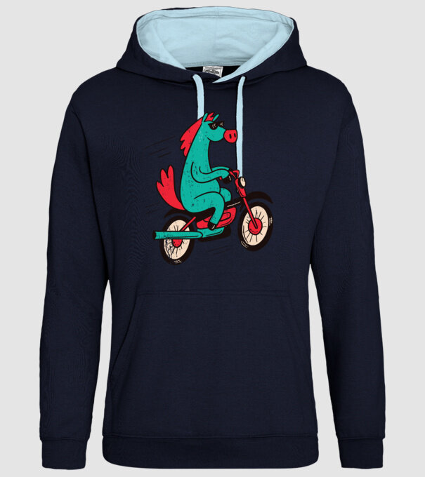 Cal cu bicicletă model albastru închis pe tricou