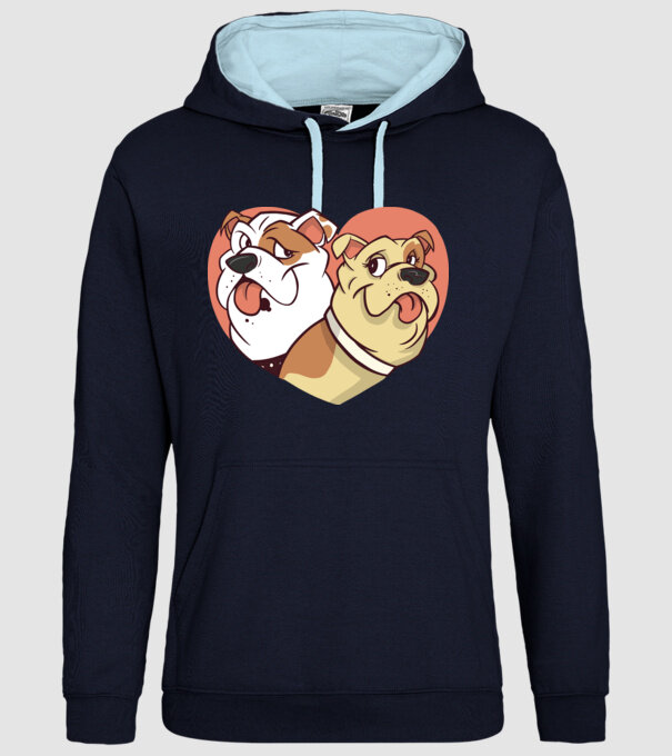 Dragoste Bulldog model albastru închis pe tricou