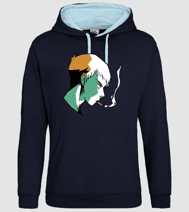 Anime băiat fumător model albastru închis pe tricou