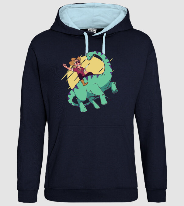 Dinozaur Cowboy model albastru închis pe tricou