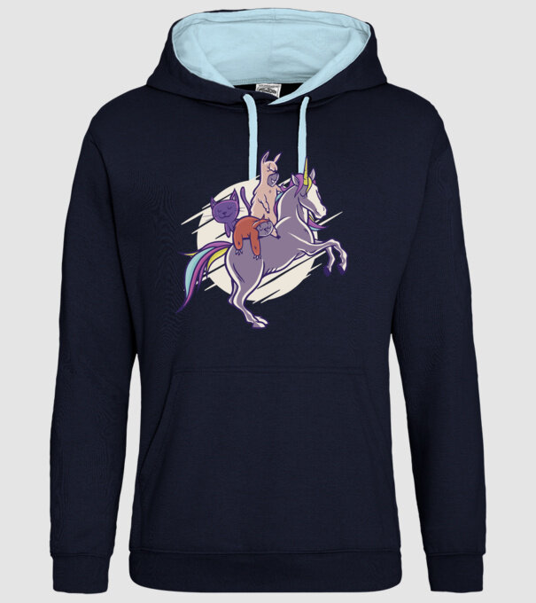 Animale drăguțe pe Unicorn model albastru închis pe tricou