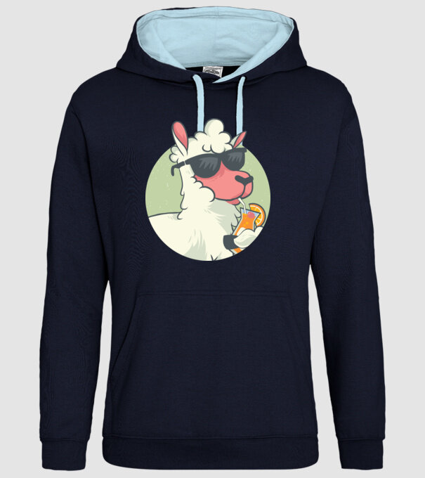Lama drăguț cu cocktail tricou amuzant model albastru închis pe tricou