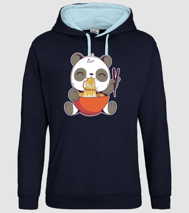 Panda drăguț cu paste model albastru închis pe tricou