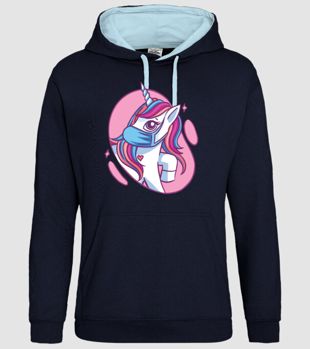 Unicorn drăguț cu mască model albastru închis pe tricou