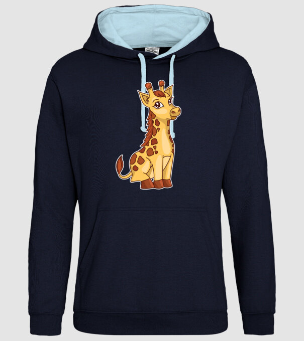 Girafă drăguță model albastru închis pe tricou