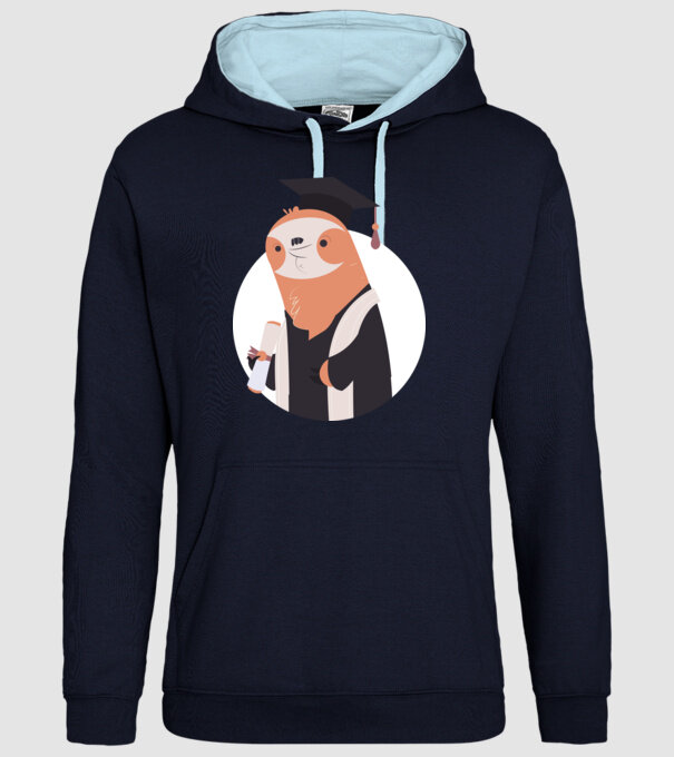 Leneș cu diplomă pentru absolvire model albastru închis pe tricou
