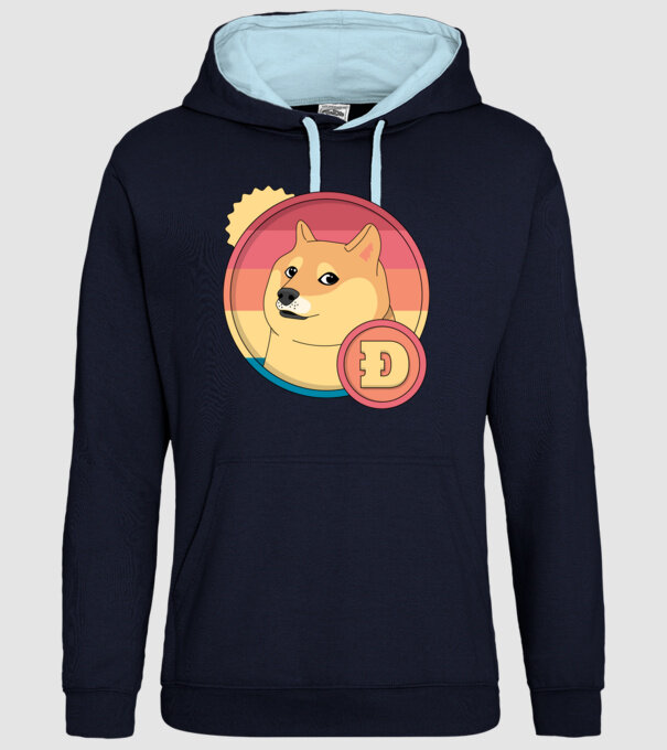 Doge Coin model albastru închis pe tricou