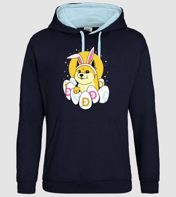 Dogecoin Paște model albastru închis pe tricou