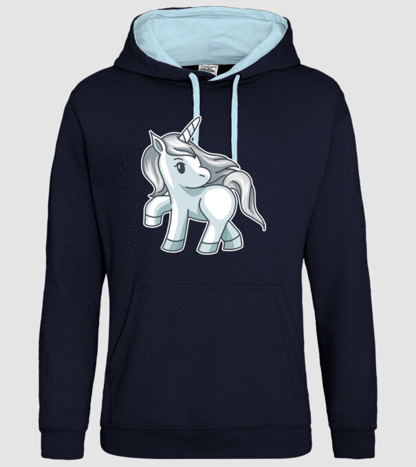 Unicorn de argint model albastru închis pe tricou
