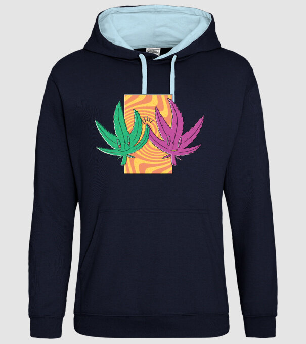 Frunze marijuana salut model albastru închis pe tricou
