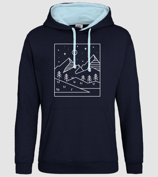 Peisaj geometric model albastru închis pe tricou