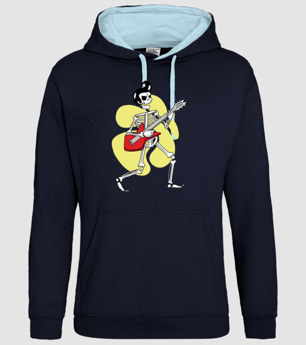 Schelet Elvis cu chitară model albastru închis pe tricou