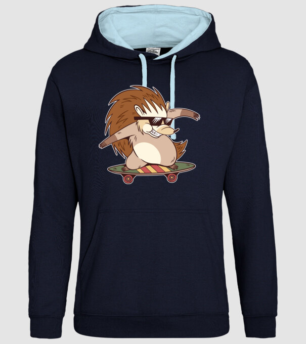 Arici Skateboarder model albastru închis pe tricou