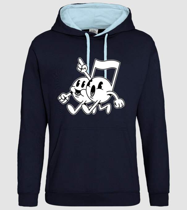 Note muzicale model albastru închis pe tricou