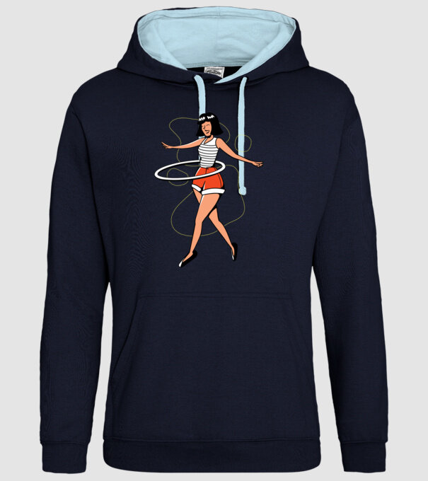 Cerc hula-hoop model albastru închis pe tricou