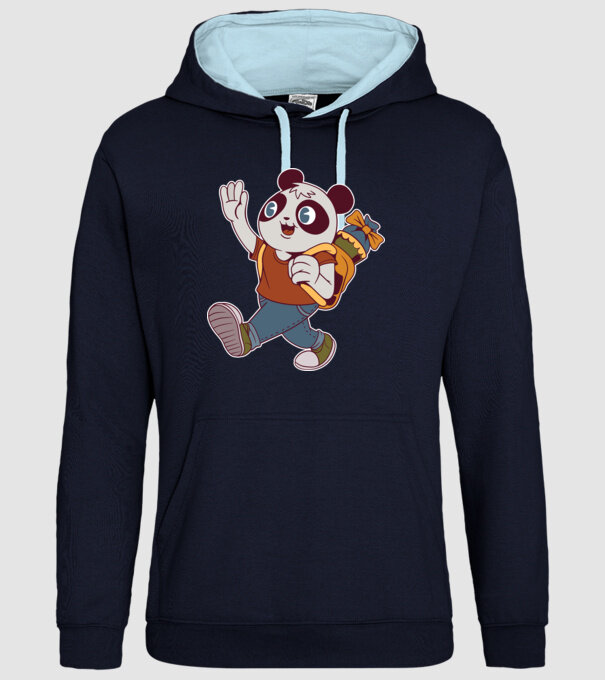 Panda școlar model albastru închis pe tricou
