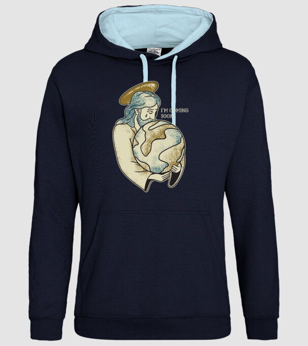 Jesus is coming soon - Isus vine în curând model albastru închis pe tricou
