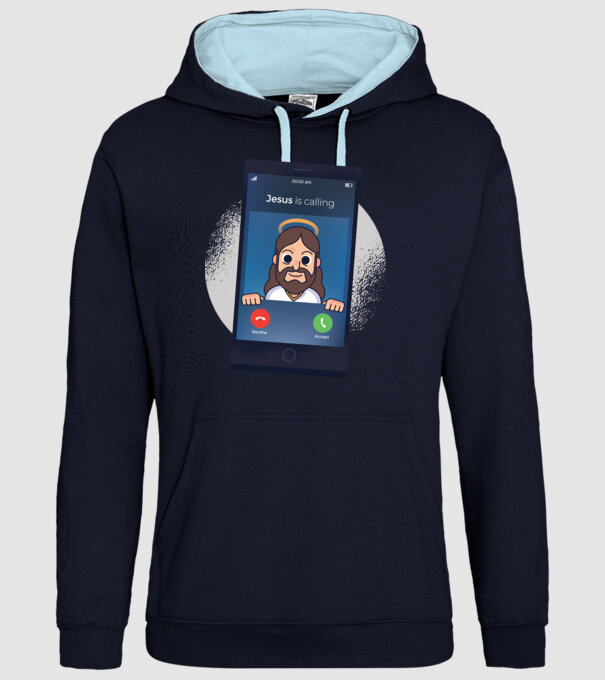 Isus te sună tricou amuzant model albastru închis pe tricou
