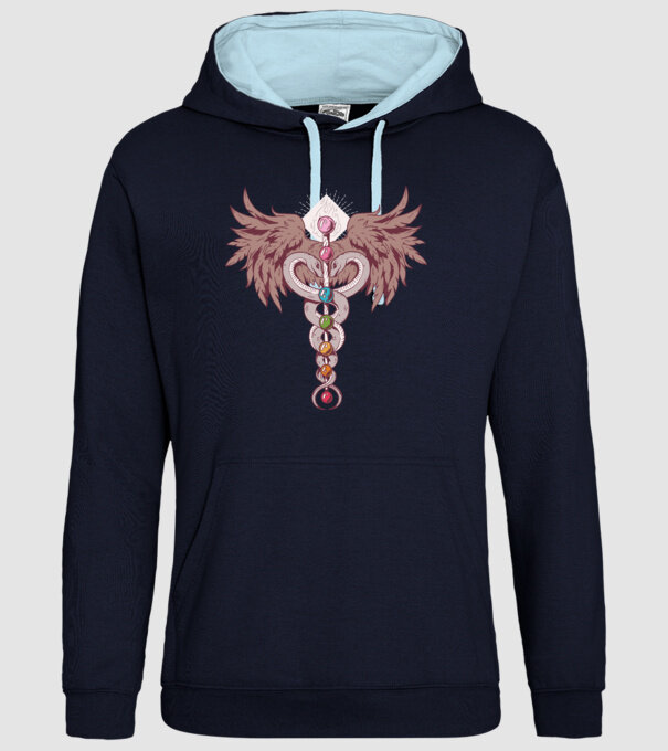 Chakra yoga model albastru închis pe tricou