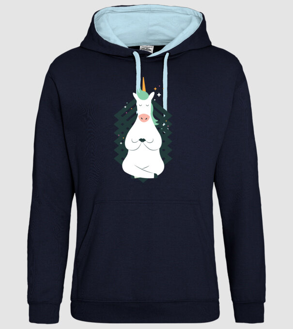 Yoga Unicron model albastru închis pe tricou