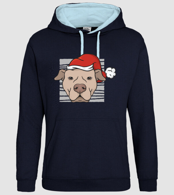 Pitbull de Crăciun model albastru închis pe tricou
