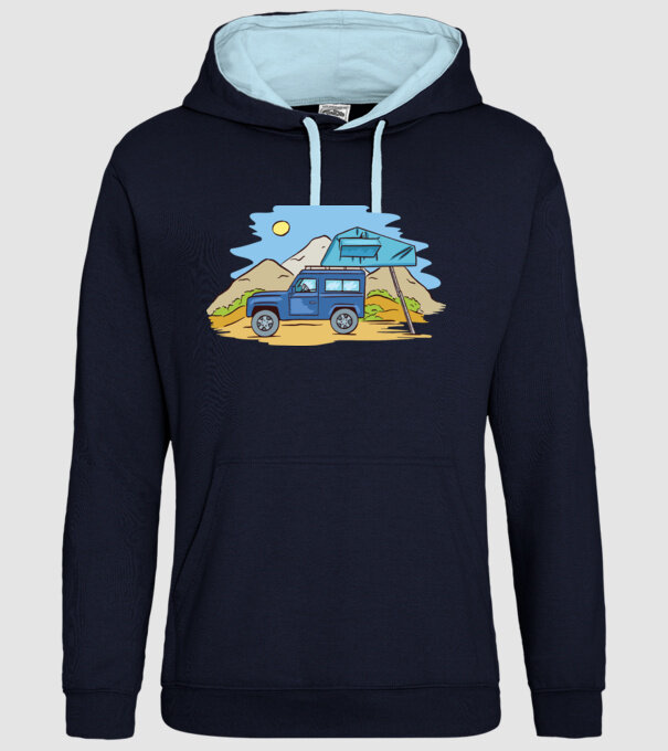 Mașină de camping model albastru închis pe tricou